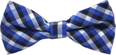 Fako Fashion - Kinder Vlinderstrik - Vlinderdas - Kinderstrik - Strik - Geblokt - 10cm - Blauw/Wit/Zwart