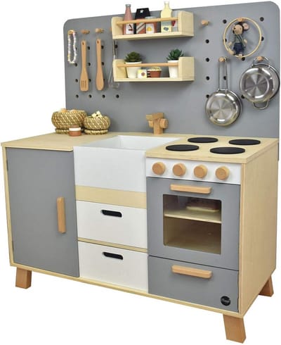 Houten Speelkeuken voor Kinderen met Geperforeerd Paneel