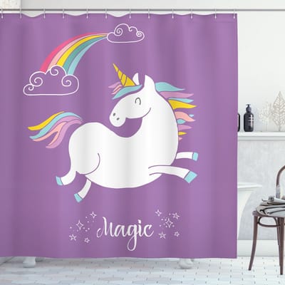 New Bed, Unicorn Regenboog Douchegordijn Eenhoorn Badkamer Decor Set met Haakjes, 180 cm B 200 cm L