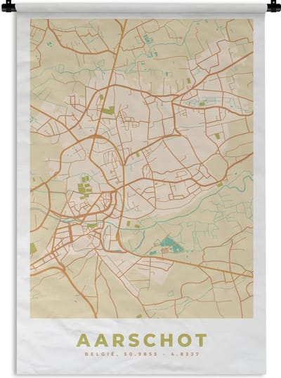 Wandkleed - Wanddoek - België - Aarschot - Stadskaart - Kaart - Plattegrond - 120x180 cm - Wandtapijt