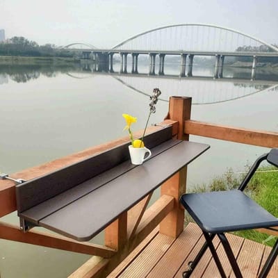 Balkontafel - Buitenmeubel - Buiten Leven - Verstelbaar Ophangsysteem - 60 x 37 cm - Bruin