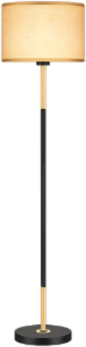 Staanlamp-Vloerlampen- Dimbaar 3 Kleurtemperaturen -Voetschakelaar-Modern Vintage Design LED Leeslamp Met Linnen Lampenkap -(Zwart Goud) [Energieklasse F]