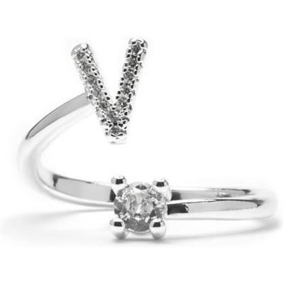 Luxenter Ring met glanzende zirkonia, zilveren afwerking - Alphabet