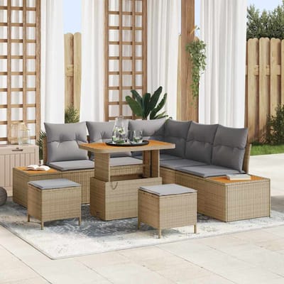 vidaXL - Tuinbank - Set - 8 - st - 7-Aantal - zitplaatsen - Beige - Poly - rattan