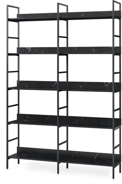 Boekenkast Noskik met 5 planken 180x120x30 cm zwart marmerlook [en.casa]