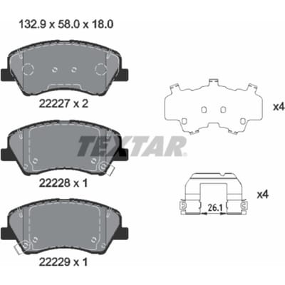 Remblokset TEXTAR 2222701, voor