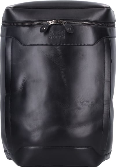 BUCKLE & SEAM Leren Vrije tijd rugzak Rugzak met laptopvak Siwa Dot Leather Backpack Black Zwart
