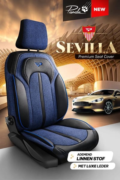Stoelhoezen Aiways U5 2021-heden – Sevilla Blauw – Linnenstof – Voorstoelenset – comfortabele autostoelhoezen – slijtvast – eenvoudig te monteren