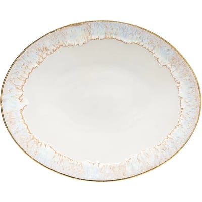 Costa Nova ovale schaal 40 cm Taormina wit met gouden rand Fine Stoneware Made in Portugal