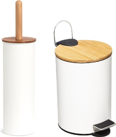 Zeller Badkamer/toilet accessoires - WC-borstel - en pedaalemmer 3 Liter - wit