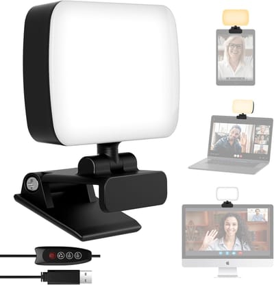 longziming -LED Videolamp - Monitorverlichting - Clip Lamp - 360° Horizontale Verstelling - Intelligente Geheugenfunctie - Siliconen-Beschermde Kunststof - Stapeloos Dimbaar - Ideaal Voor Videoconferenties - 1 Stuk