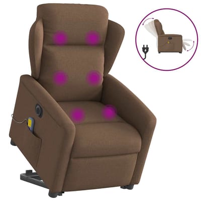 vidaXL - Sta-op-massagestoel - elektrisch - verstelbaar - stof - bruin