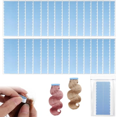 Dubbelzijdige Lijmtape voor Haarextensions - 4cm x 0.8cm (300 Stuks, Blauw) - Perfect voor Haarverlenging, Vervangen van Haarstrengen en Styling