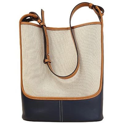 Canvas Tas Dames College Stijl Gepersonaliseerde Kleurblok Schoudertas Artistieke Handtas Grote Capaciteit Contrastkleur Episode Schuiftas beige