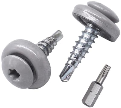 40x Zelfborende Dakpan Dakbedekking Schroeven 4.8x20mm Wit Aluminium RAL 9006 met EPDM Onderlegringen