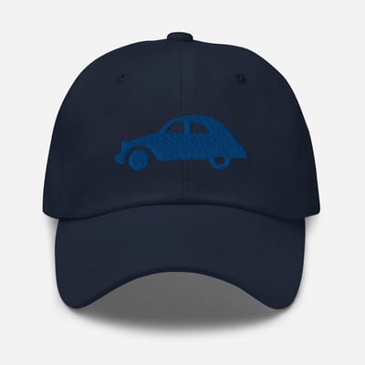 De2pktjes - Blauw geborduurde pet (voor en achter) Citroën 2CV - Marineblauw