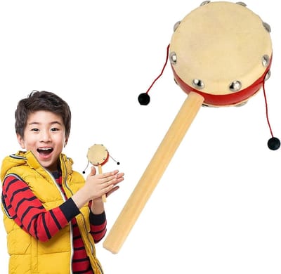 Rammelaar Trommel - Percussie Instrument - Muziek Maken - Traditioneel Ontwerp - 21 x 8 x 2 cm - Meerkleurig