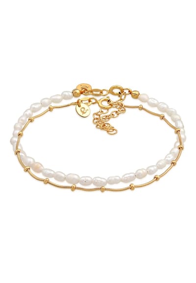 Elli PREMIUM - Armband - Dames Ballen Basis Set van 2 met zoetwater gekweekte parels in 925 Sterling Zilver - Dames