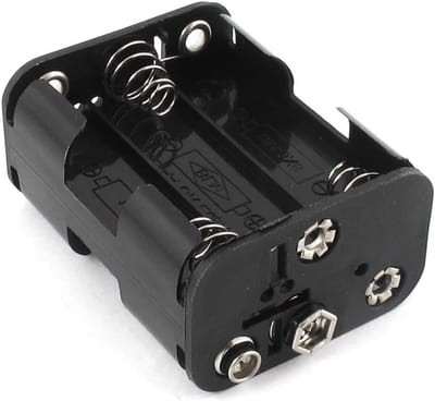 Batterij Houder - Dubbele Batterij Box - Stroom Voor Apparaten - Lente Geladen Contacten - 6x AA - Zwart