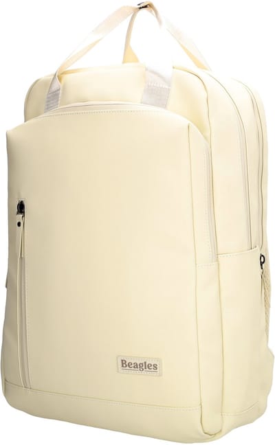 Beagles Nara Rugzak - 17,3 inch Laptopvak - Waterafstotend - Schooltas - Laptoprugzak - Reizen - A4tas - Werktas - Drinkflesvak - Crème