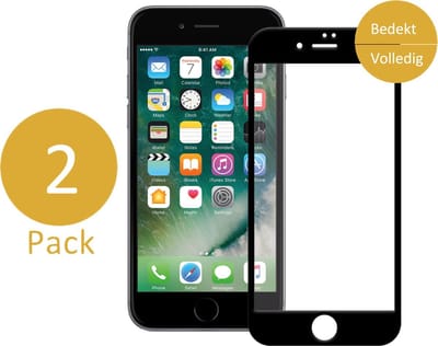 2x Screenprotector geschikt voor Apple iPhone 7 Plus - Full Screen Rand tot Rand Tempered Glass Screen protector Transparant met Zwart Carbon Bezel 3D 9H (Gehard Glas Screen Protector) - Arch / Arched