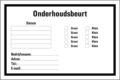 Onderhoudsbeurt sticker 150 x 100 mm
