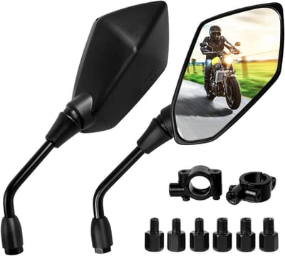 Verstelbare Achteruitkijkspiegels voor Motoren, Universele M8 en M10 Montage, 360° Draaibaar voor Quad, Scooter en Moped
