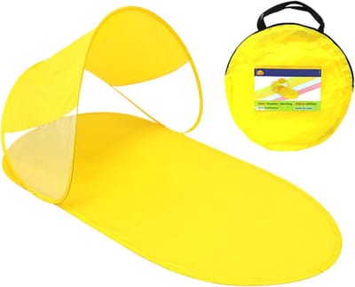 Pop-up Strandtent - Zonnescherm Luifel - Directe Schaduw - Snelle Opzet - 140 x 70 cm - Geel