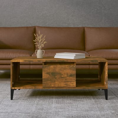 vidaXL - Salontafel - 90x50x36,5 - cm - bewerkt - hout - gerookt - eikenkleurig
