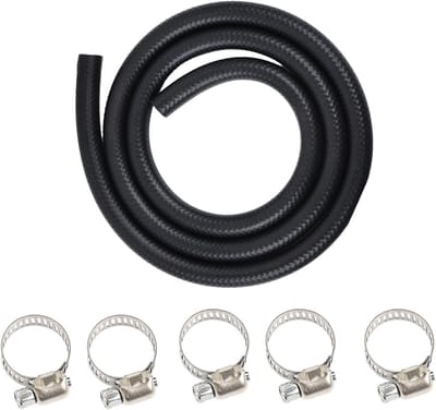 Brandstofslang 1 meter - 10 mm binnendiameter met slangklemmen voor grasmaaiers, auto en tractor