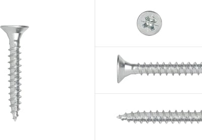 Wovar Spaanplaatschroeven Verzinkt 6 x 40 mm Pozidrive Voldraad | Doos 100 Stuks