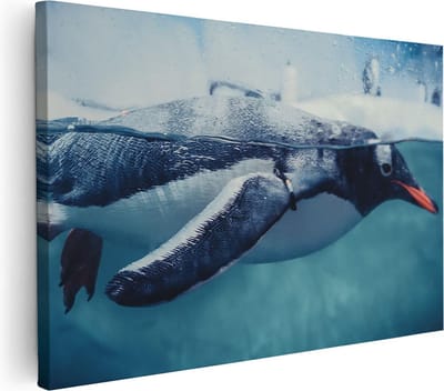 Artaza Canvas Schilderij Pinguïn - 90x60 cm - Wanddecoratie Dieren - Muurdecoratie Vogels - Schilderijen Op Canvas