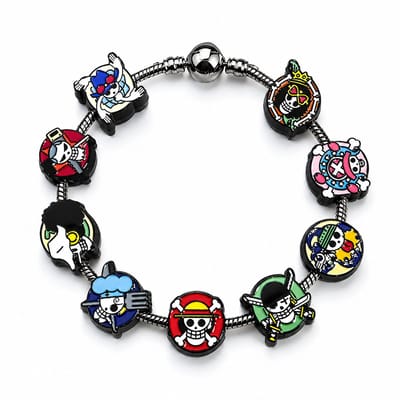 Enluxe Anime Armband met 9 Metalen Charms - Piraten Crew Style 21CM - Manga Sieraad Cadeau voor One Piece Fans