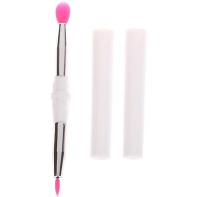 Dubbelkoppige siliconen kwast met deksel, lippenkwast en detailkwast, lippenbalsem, lippenstift, lipgloss-applicator, eyeliner, wenkbrauwkwast.
