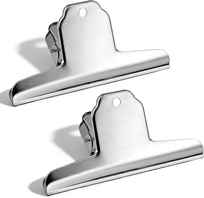 Bulldog Clips - Set van 2 - Grote Briefklemmen 10 cm - Metaal - Zilver - Foldercode Clips voor Foto's & Documenten - Kantoorclips - RVS