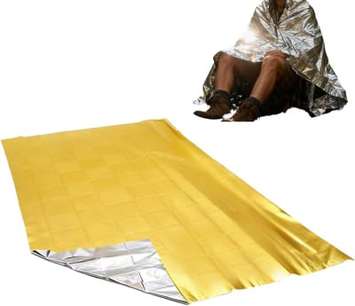 Ruimtedeken Voor Overleving | Reflecterende Folie En Waterdicht Zeil - 130 x 210 cm Thermische Veiligheidsdeken - Voor Lichaamsbescherming, Sneeuwweer, Camping, Hiken, Reizen, Klimmen En Picknick