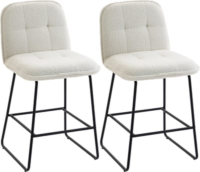 HOMCOM barkruk - badstof (100% polyester) - 51 x 57 x 96 cm - crème