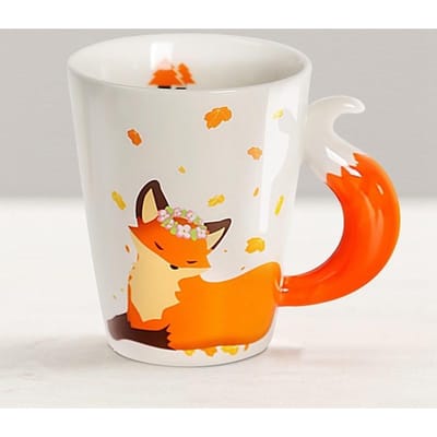 360ML 3D Vos Keramische Kopjes Cartoon Dier Patroon Koffiemokken Afternoon Tea Anti-broei Melk Mok Thuis Kantoor Kinder Cadeaus Kop 360ML white
