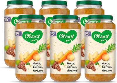 Olvarit Babymaaltijd 15+ Maanden – Wortel Kalfsvlees Aardappel – 6 x 250g