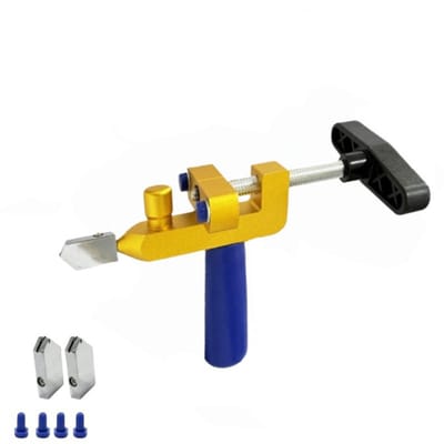 Glas- en tegelsnijder met 3 messen, 2-in-1 handmatige tegelsnijder met breektang, gereedschap Geschikt voor het snijden van tegels, glas en spiegels, doe-het-zelf gereedschapsset Geschikt voor thuis - Blauw