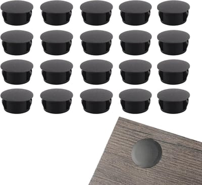 Set van 20 Zwarte Plastic Gatenstoppen van 15 mm voor Meubelgaten en Bescherming van Holes