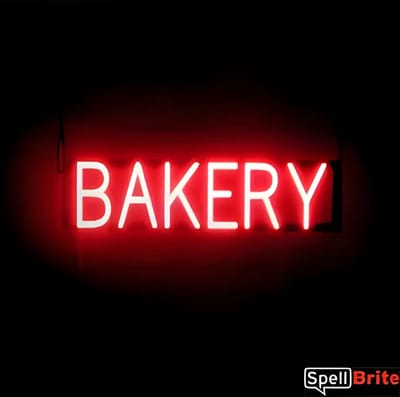 BAKERY - Lichtreclame Neon LED bord verlicht | SpellBrite | 62 x 16 cm | 6 Dimstanden - 8 Lichtanimaties | Reclamebord neon verlichting