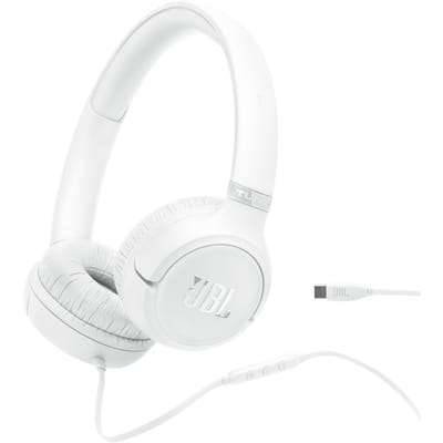 JBL Tune 530 USB-C - USB C Koptelefoon - Bedrade On-ear Headset voor iPhone 15, 16 & 17 - Met Microfoon - JBL Pure Bass - Samsung & Laptop - Wit