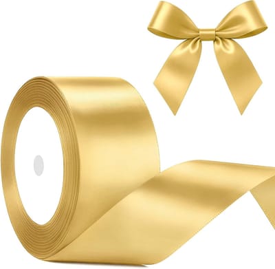 Satin Ribbons in Champagne Gold en Rood 50mm x 22m - Perfect voor Cadeauverpakking, Feestjes en Bruiloften