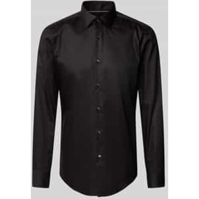 BOSS Hank slim fit overhemd - popeline - zwart - Strijkvriendelijk - Boordmaat: 40