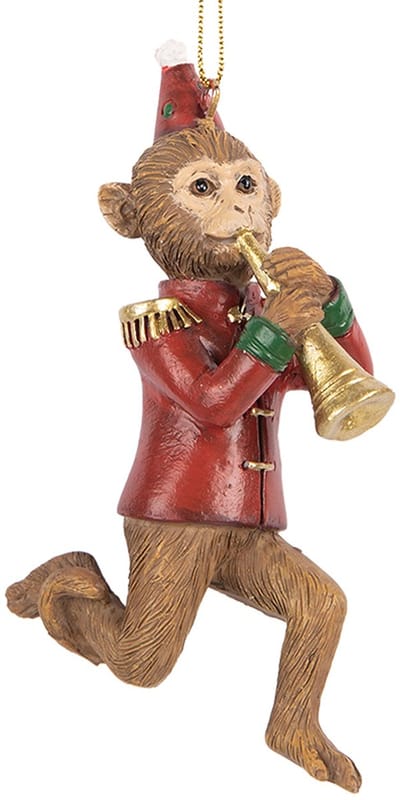Clayre & Eef Kersthanger Aap 11 cm Bruin Kunststof