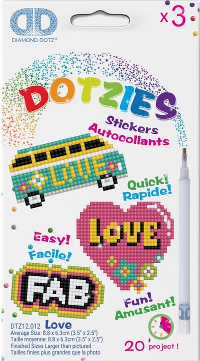 DIAMOND DOTZ Love DOTZIES Stickers - Diamond Painting - 1327 Dotz - 8x8 cm
