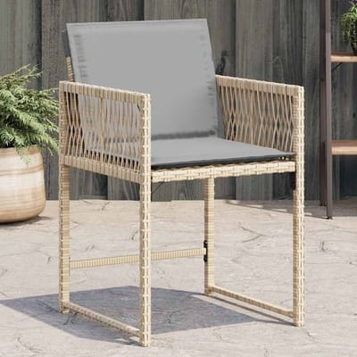 vidaXL - Tuinstoelen - 4 - st - met - kussens - poly - rattan - gemengd - beige