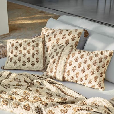 LOBERON Kussenhoes set van 3 Arsalan crème/bruin