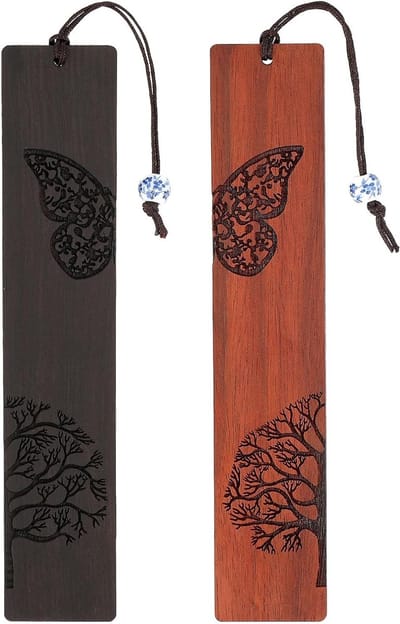 Handgemaakte Houten Boekenleggers voor Boekenliefhebbers, Vintage Natuurlijke Boekenlegger Set voor Studenten en Cadeaus